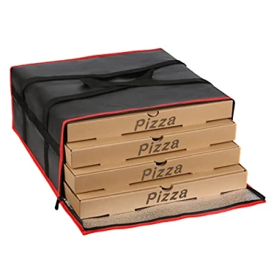 Image of musbus Pizza Carrier Insulated Bags Large for Deliveries, Delivery Bag 20x20 Food Personal and Professional Use, Black RED, 20W x 20D 8H