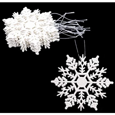 Image of Christmas Concepts® Pack of 12 10cm Glitter Snowflake Hanging Decorations (White)