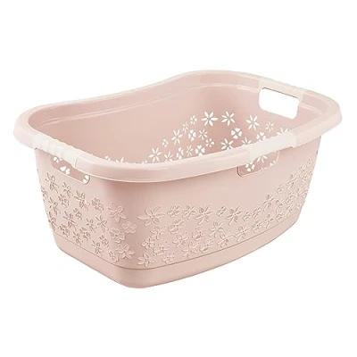 Image of keeeper Ergonomic Laundry Basket with Air Permeable Design and Anti Slip Soft Handles, 50 L, Lasse, Nordic Pink
