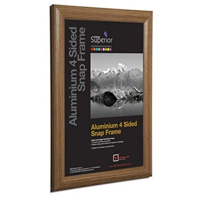 Image of Stewart Superior A2 Aluminium 4 Sided 25mm Front Loading Picture/Poster Snap Frame Dark Wood Finish