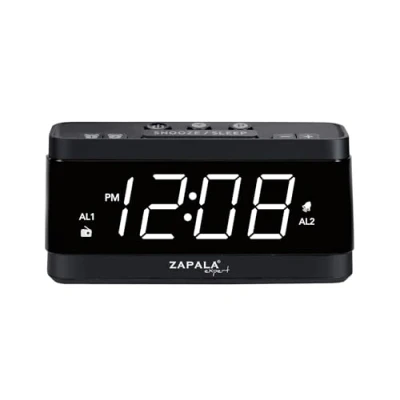 Image of ZAPALA Expert Alarm Clock Radio, 2 Alarms Large LED Display Digital FM Radio with USB Charging Port, Adjustable Volume &amp; Dimmer, Snooze for Deep Sleepers Kids