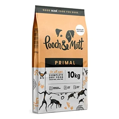 Image of Pooch &amp; Mutt Primal High Protein Grain Free Dry Dog Food (Regular Sized Kibble), Lamb And Ostrich Flavour, 10kg