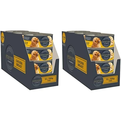 Image of Encore 100% Natural Dog Food Tin 156g, Chicken Breast with Rice, Pack of 12 x 2 (24 Tins Total) Bundle