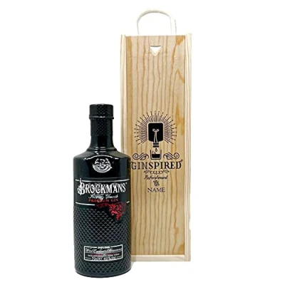 Image of Personalised Gin Gift Single Wooden Box (Brockman&#039;s Original Gin)