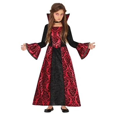 Image of FIESTAS GUIRCA Elegant Red Vampire Fancy Dress for Girls and Black Countess Halloween Costumes 5 6 years