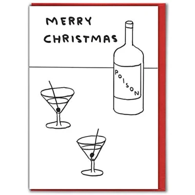 Image of Brainbox Candy Official David Shrigley Funny Christmas Cards &#039;Xmas Poison&#039; Perfect For Friends Mates Him Her Boyfriend Girlfriend Partner Sold Exclusively