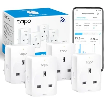 Image of Tapo Smart Plug with Energy Monitoring, Max 13A,Works Amazon Alexa &amp; Google Home, Remote Control, Device Sharing, Plug, Plugs, No Hub Required, P110 (4 Pack), packaging may vary