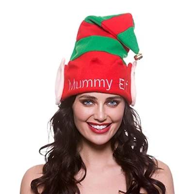 Image of Wicked Costumes Adult Christmas Elf Mummy Hat with Bell Santas Little Helper Fancy Dress Accessory (Mummy Elf)