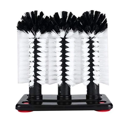 Image of TOPINCN 3 Brushes Bar Glass Cups Washing Brushes, Cleaning Washers, Scrubbers With Suction Plate
