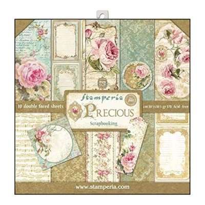 Image of Stamperia International KFT Paper Pad 10 Sheets Double Sided Elegant Gift, Multicoloured, 30.5 x