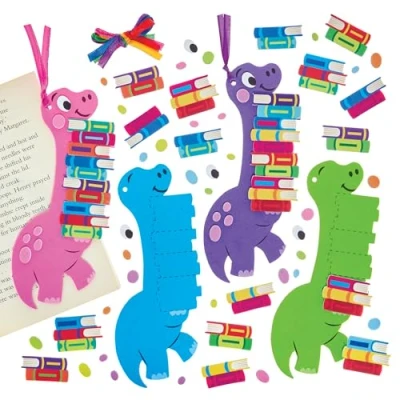 Image of Baker Ross FN368 Dinosaur Bookmark Kits Pack of 6, Making for Kids, World Book Day Crafts