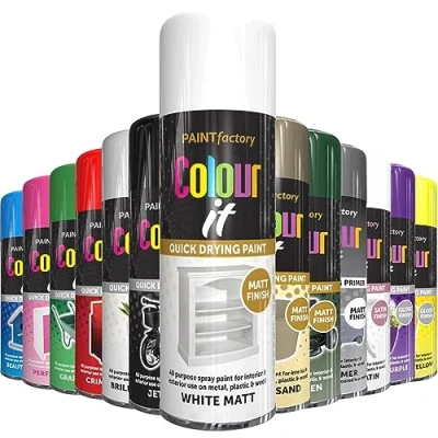 Image of AlezyB 1 x White Matt All Purpose Aerosol Spray Paint 250ml. Excellent Coverage, Quick &amp; Fast Drying for interior exterior Multipurpose Metal Plastic Wood Glass.