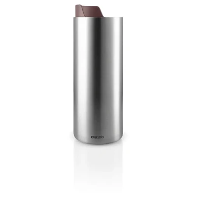 Image of EVA SOLO Urban To Go Cup 0.35 L Vintage Brown Double Walled Thermo with Vacuum Insulation Dishwasher safe Practical Easy Grab Strap &amp; Click Lid