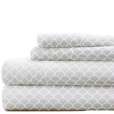 Image of Linen Market 4 Piece Queen Bedding Sheet Set (Gray Scallops) Sleep Better Than Ever with These Ultra Soft &amp; Cooling Bed Sheets for Your Size Deep Pocket Fits 16&quot; Mattress