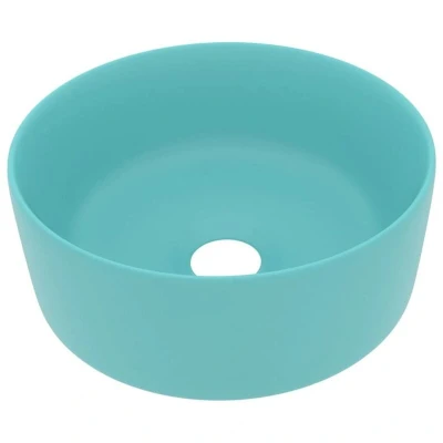Image of vidaXL Luxury Wash Basin Round Matt Light Green 40x15 cm Ceramic