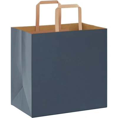 Image of vidaXL Paper Bags 50 pcs with Handles Blue 26x17x25 cm