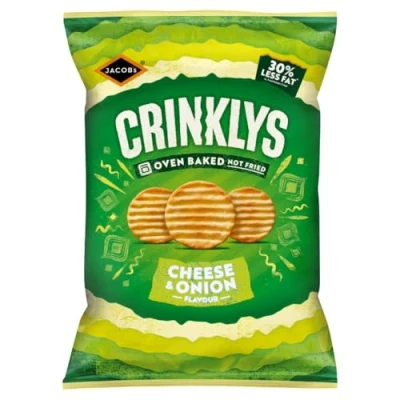 Image of Jacob&#039;s Crinklys Cheese &amp; Onion Baked Snacks Share Bag, 150g