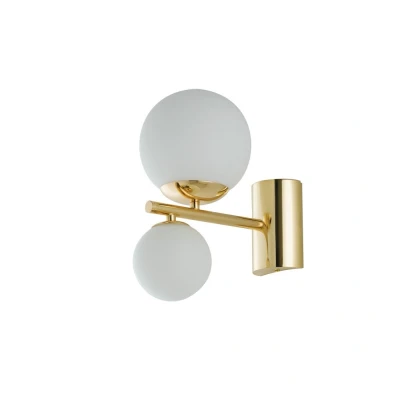 Image of Hera Twin Globe Wall Lamp, Gold, Opal, G9