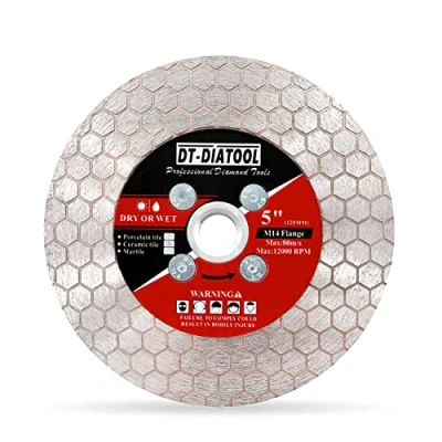 Image of DT DIATOOL Diamond Saw Blade Tile Cutting Disc 125mm with M14 Flange for Porcelain Ceramic Marble Artificial Stoneware Edge Grinding