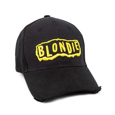 Image of Blondie Cap Unisex Adults and Teens Men Women Yellow Logo One Size Black Snapback Hat Vintage Raw Peak Style Music Merchandise