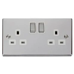 Image of Click deco polished chrome VPCH536WH 13A 2 Gang DP Switched Socket white insert