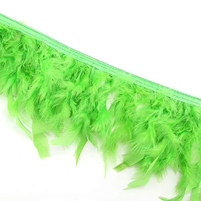 Image of Sowder Turkey Feathers Trim Fringe for Party Wedding Dress Sewing Crafts Costumes Decoration Pack of 2 Yards(Lime Green)