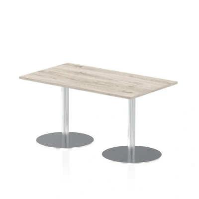 Image of Italia 1400x800mm Poseur Rectangular Table Grey Oak Top 725mm High Leg