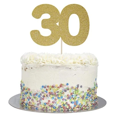 Image of Large Number 30 Glitter Cake Topper (Gold Glitter)