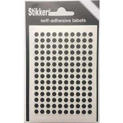 Image of 980 Black 5mm Sticky Coloured Dots Easy Peel Self Adhesive Colour Coding Round Labels Circle Stickers