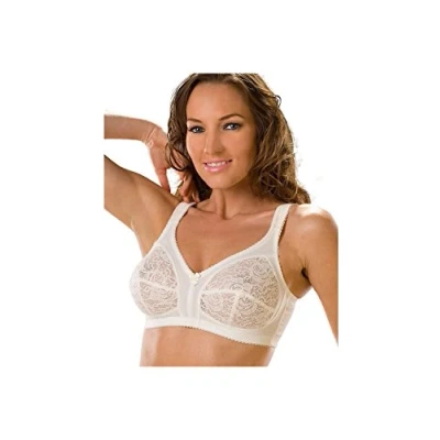 Image of Camille Womens Non Wired Full Cup Soft Lace Bra Ivory 44E
