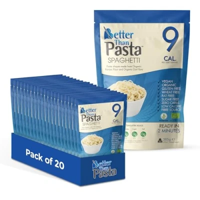 Image of Better Than Pasta Spaghetti (Pack of 20, 385g Each) Zero Carbohydrate Made from Organic Konjac Flour Keto Paleo Diet and Vegan Sugar Low Calorie