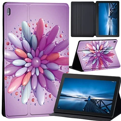 Image of Design Case for Lenovo Tab M10 TB X605F/ X605L/ X505F/ X505L Leather Tri Fold Stand Cover 10.1 Inch Tablet, (3D art large flower)