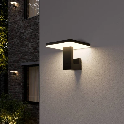 Image of LED Outdoor Wall Light &#039;Olesia&#039; (Modern) in Silver Made of Aluminium (1 Source,) from Lucande lamp for Exterior/Interior Walls, House, Terrace und Balcony