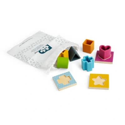 Image of Bigjigs Toys Feel &amp; Find Shape Matching Games 9 Piece Wooden Shapes Sorter with Tote Bag, Made From Eco Friendly Wood Silicone, Baby Toddler Montessori Toys, Gifts For 1 2 3 Year Old