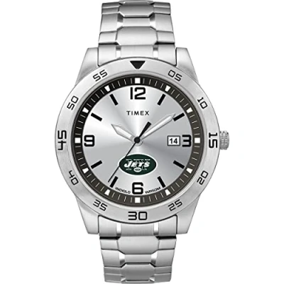 Image of Timex x NFL Men&#039;s Citation Jets Silver Analog Watch