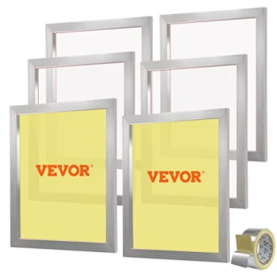 Image of VEVOR Screen Printing Kit, 6 Pieces Aluminum Silk Frames, 20x24inch Frame with 110 Count Mesh, High Tension Nylon Mesh and Sealing Tape for T Shirts DIY