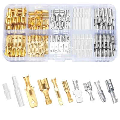 Image of Vwoqiy 150 Pcs Male Female Spade Connectors, 2.8mm 3.2mm 4.8mm 6.3mm Electrical Wire Connector, Crimp Terminal Blocks, Connectors with Insulating Sleeve Quick Splice(two colour 150)