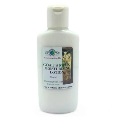 Image of Goats Milk Moisturising Lotion 50ml Travel Bag Size by Elegance Natural skin Care. Formulated for dry sensitive eczema psoriasis rosacea dermatitis mosituriser mositurizer