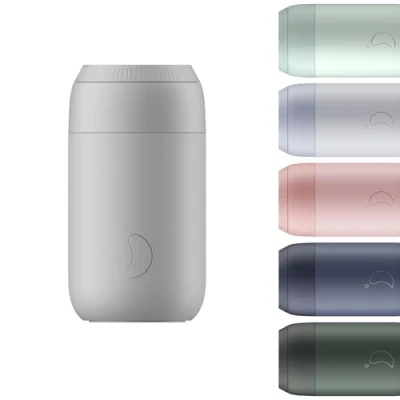 Image of Chilly&#039;s Series 2 Coffee Cup Tight seal, No Sweating BPA Free Stainless Steel Reusable Double Walled, Vacuum Insulated Granite Grey, 340ml