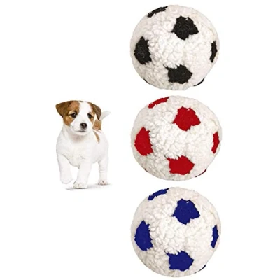 Image of *NEW* 3 PACK DOG LIFE SMALL 12 CM BERBER WORLD CUP FOOTBALL SOFT PLUSH PUPPY TOY