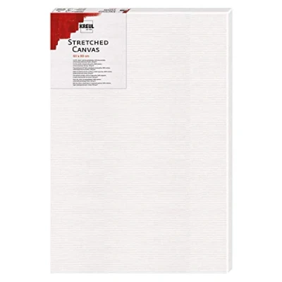 Image of Kreul Stretched, Beginner Quality Stretcher Frame, Ideal for Acrylic and Gouache Paints, Cotton Canvas 4 Times Primed, Approx. 60 x 80 cm, White