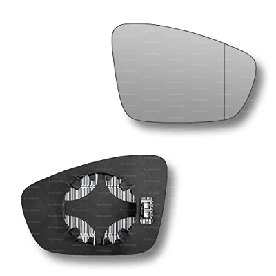 Image of Less4spares Replacement Wing Mirror Glass Right Compatible with VW Polo 2009 2017 CLIP ON Driver Off side Heated Blind Spot