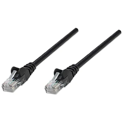 Image of Intellinet Network Patch Cable, Cat5e, 3m, Black, CCA, U/UTP, PVC, RJ45, Gold Plated Contacts, Snagless, Booted, Polybag