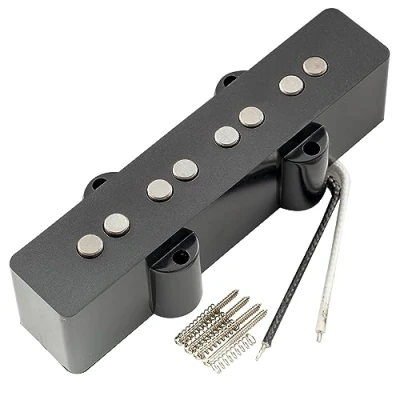 Image of Artec JOA4 Alnico 5 Vintage Tone Single Coil Pickup 4 String Jazz Bass Neck 6K, Black