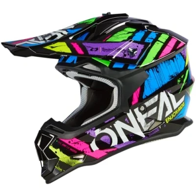 Image of O&#039;NEAL Motocross Helmet MX Enduro ABS Shell Ventilation Holes for Optimal Cooling 2SRS Glitch V.23 Adult Multi Size L (59/60 cm)
