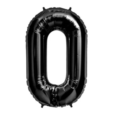 Image of Black Number 0 Foil Balloon, 101cm (2 pack)