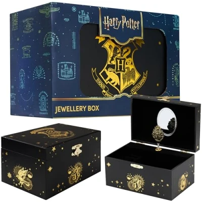 Image of Harry Potter Musical Jewellery Storage Box for Girls with Spinning Hogwarts Crest Jewel Kids, Gifts