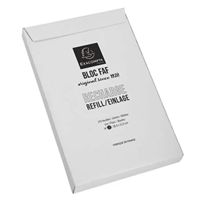 Image of Exacompta Ref. 12513E 1 FAF REFILL n3 18.5x11.5cm 170p. UNI White
