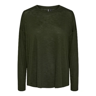 Image of PIECES Women&#039;s Pcnollie Ls Top Noos Longsleeve T Shirt, Green (Duffel Bag), S