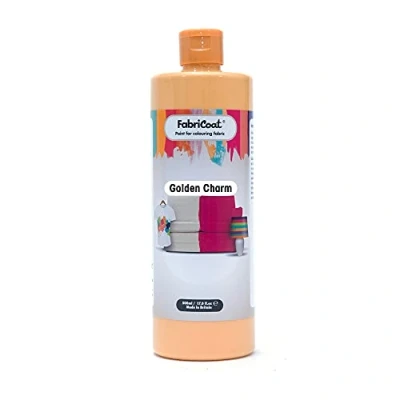 Image of FabriCoat Fabric Paint Used for Restoring or Changing the Colour of Upholstery, Soft Furnishings, Car Interiors, Clothing, &amp; Footwear. (500ml, Golden Charm)